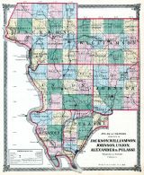 Jackson, Williamson, Johnson, Union, Alexander and Pulaski Counties Map, Illinois State Atlas 1875